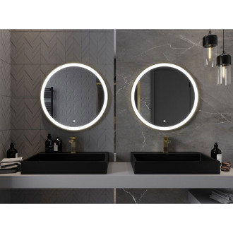 Mexen Esso koupelnové zrcadlo, kulaté 70 cm, LED 6000K, zlatý rám 9825-070-070-611-50