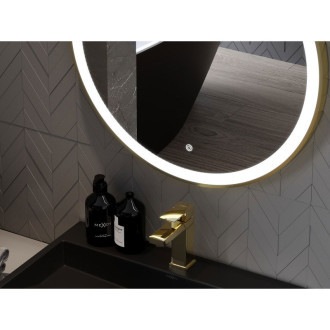 Mexen Esso koupelnové zrcadlo, kulaté 70 cm, LED 6000K, zlatý rám 9825-070-070-611-50
