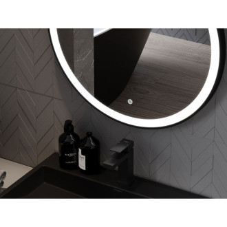 Mexen Esso koupelnové zrcadlo, kulaté 60 cm, LED 6000K, černý rám 9825-060-060-611-50