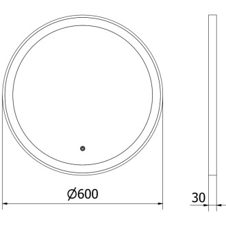 Mexen Esso koupelnové zrcadlo, kulaté 60 cm, LED 6000K, černý rám 9825-060-060-611-50