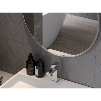 Kulaté koupelnové zrcadlo Mexen Loft 30 cm, nerezový rám - 9850-030-030-000-10