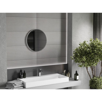 Kulaté koupelnové zrcadlo Mexen Loft 40 cm, nerezový rám - 9850-040-040-000-10