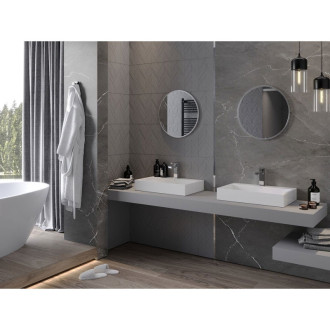 Kulaté koupelnové zrcadlo Mexen Loft 40 cm, nerezový rám - 9850-040-040-000-10