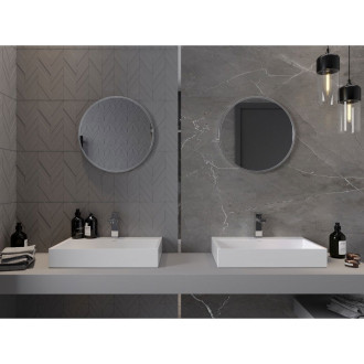 Kulaté koupelnové zrcadlo Mexen Loft 40 cm, nerezový rám - 9850-040-040-000-10