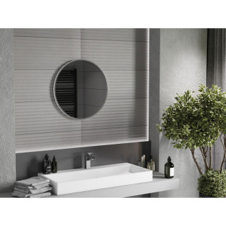 Kulaté koupelnové zrcadlo Mexen Loft 60 cm, nerezový rám - 9850-060-060-000-10