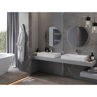 Kulaté koupelnové zrcadlo Mexen Loft 70 cm, nerezový rám - 9850-070-070-000-10