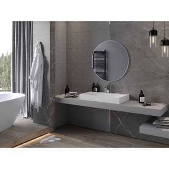 Kulaté koupelnové zrcadlo Mexen Loft 80 cm, nerezový rám - 9850-080-080-000-10