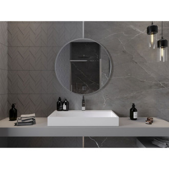 Kulaté koupelnové zrcadlo Mexen Loft 80 cm, nerezový rám - 9850-080-080-000-10