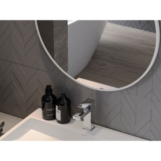 Mexen Loft kulaté koupelnové zrcadlo 30 cm, bílý rám - 9850-030-030-000-20