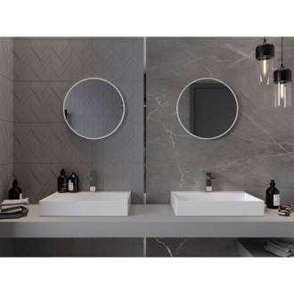 Mexen Loft kulaté koupelnové zrcadlo 50 cm, bílý rám - 9850-050-050-000-20