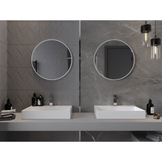 Mexen Loft kulaté koupelnové zrcadlo 60 cm, bílý rám - 9850-060-060-000-20