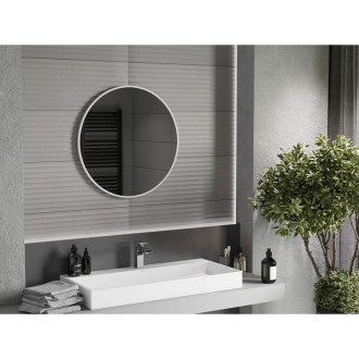 Mexen Loft kulaté koupelnové zrcadlo 70 cm, bílý rám - 9850-070-070-000-20