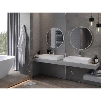 Mexen Loft kulaté koupelnové zrcadlo 70 cm, bílý rám - 9850-070-070-000-20