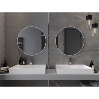 Mexen Loft kulaté koupelnové zrcadlo 70 cm, bílý rám - 9850-070-070-000-20