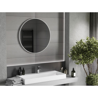 Mexen Loft kulaté koupelnové zrcadlo 80 cm, bílý rám - 9850-080-080-000-20