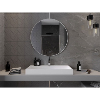 Mexen Loft kulaté koupelnové zrcadlo 90 cm, bílý rám - 9850-090-090-000-20