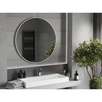 Mexen Loft kulaté koupelnové zrcadlo 100 cm, bílý rám - 9850-100-100-000-20
