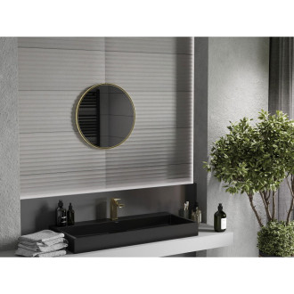 Mexen Loft kulaté koupelnové zrcadlo 40 cm, zlatý rám - 9850-040-040-000-50