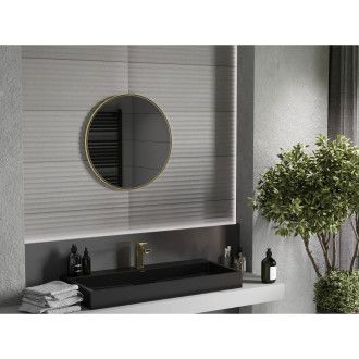 Kulaté koupelnové zrcadlo Mexen Loft 65 cm, zlatý rám - 9850-065-065-000-50