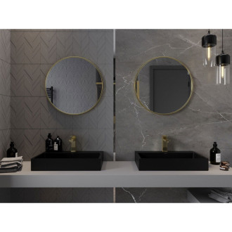 Kulaté koupelnové zrcadlo Mexen Loft 65 cm, zlatý rám - 9850-065-065-000-50