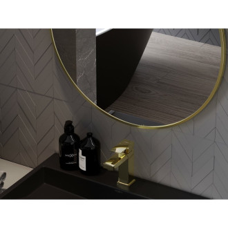 Kulaté koupelnové zrcadlo Mexen Loft 65 cm, zlatý rám - 9850-065-065-000-50