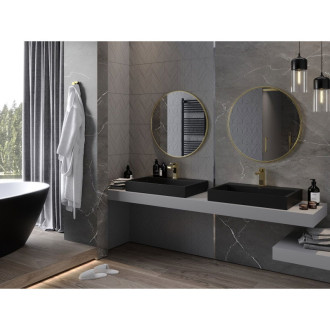 Kulaté koupelnové zrcadlo Mexen Loft 70 cm, zlatý rám - 9850-070-070-000-50