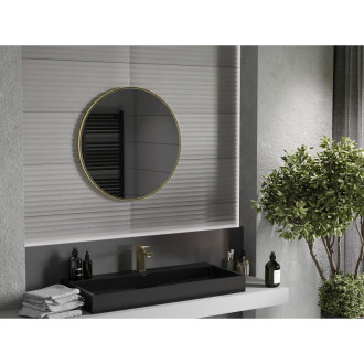 Kulaté koupelnové zrcadlo Mexen Loft 75 cm, zlatý rám - 9850-075-075-000-50