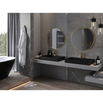 Kulaté koupelnové zrcadlo Mexen Loft 75 cm, zlatý rám - 9850-075-075-000-50