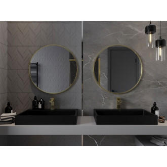 Kulaté koupelnové zrcadlo Mexen Loft 75 cm, zlatý rám - 9850-075-075-000-50