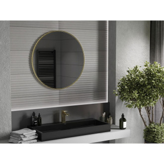 Kulaté koupelnové zrcadlo Mexen Loft 85 cm, zlatý rám - 9850-085-085-000-50