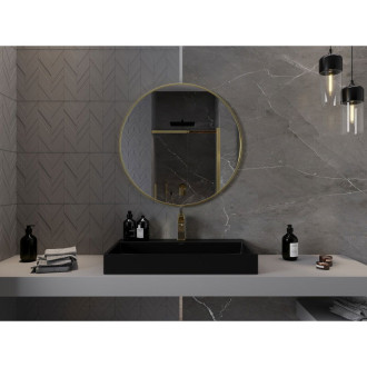 Kulaté koupelnové zrcadlo Mexen Loft 85 cm, zlatý rám - 9850-085-085-000-50