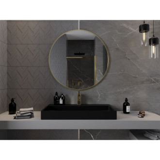 Kulaté koupelnové zrcadlo Mexen Loft 90 cm, zlatý rám - 9850-090-090-000-50