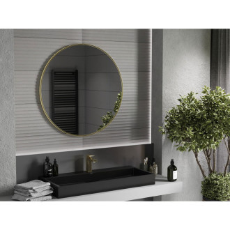 Kulaté koupelnové zrcadlo Mexen Loft 95 cm, zlatý rám - 9850-095-095-000-50
