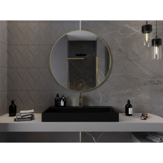 Kulaté koupelnové zrcadlo Mexen Loft 95 cm, zlatý rám - 9850-095-095-000-50