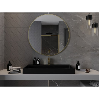Mexen Loft kulaté koupelnové zrcadlo 100 cm, zlatý rám - 9850-100-100-000-50
