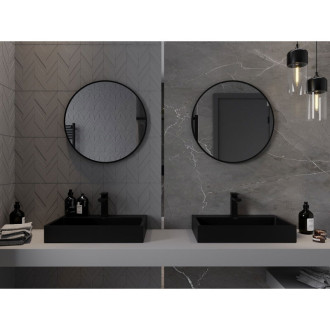 Mexen Loft kulaté koupelnové zrcadlo 65 cm, černý rám - 9850-065-065-000-70