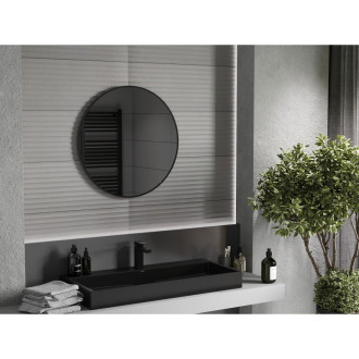 Kulaté koupelnové zrcadlo Mexen Loft 75 cm, černý rám - 9850-075-075-000-70