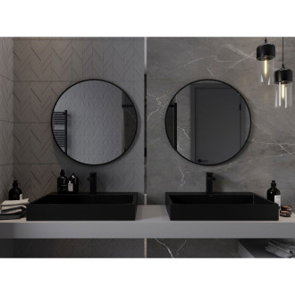 Kulaté koupelnové zrcadlo Mexen Loft 75 cm, černý rám - 9850-075-075-000-70