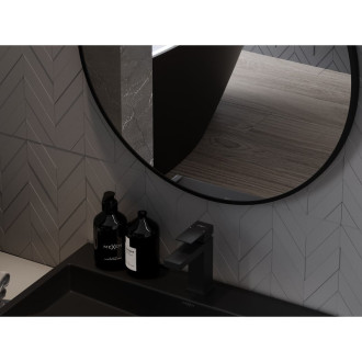 Kulaté koupelnové zrcadlo Mexen Loft 75 cm, černý rám - 9850-075-075-000-70