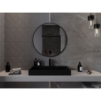 Mexen Loft kulaté koupelnové zrcadlo 80 cm, černý rám - 9850-080-080-000-70