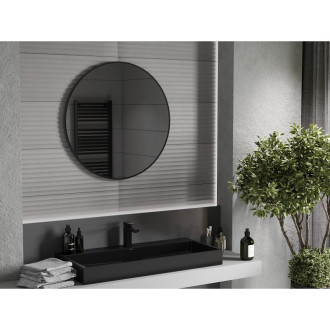 Kulaté koupelnové zrcadlo Mexen Loft 85 cm, černý rám - 9850-085-085-000-70
