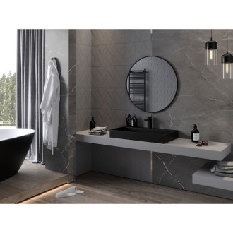 Kulaté koupelnové zrcadlo Mexen Loft 85 cm, černý rám - 9850-085-085-000-70