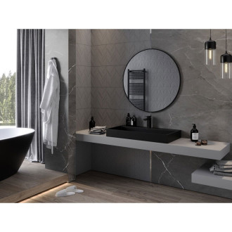 Kulaté koupelnové zrcadlo Mexen Loft 90 cm, černý rám - 9850-090-090-000-70
