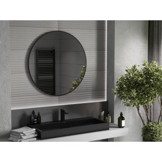 Kulaté koupelnové zrcadlo Mexen Loft 95 cm, černý rám - 9850-095-095-000-70