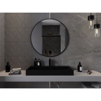 Kulaté koupelnové zrcadlo Mexen Loft 95 cm, černý rám - 9850-095-095-000-70