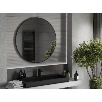 Mexen Loft kulaté koupelnové zrcadlo 100 cm, černý rám - 9850-100-100-000-70