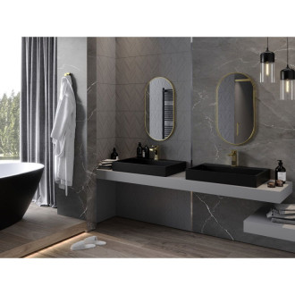 Mexen Loft oválné koupelnové zrcadlo 75 x 40 cm, zlatý rám - 9851-075-040-000-50
