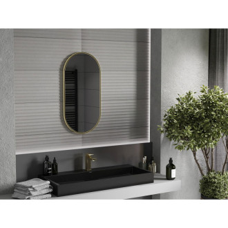 Mexen Loft oválné koupelnové zrcadlo 80 x 40 cm, zlatý rám - 9851-080-040-000-50