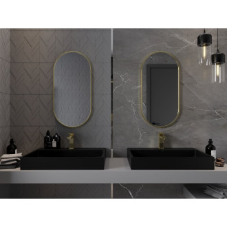 Mexen Loft oválné koupelnové zrcadlo 80 x 40 cm, zlatý rám - 9851-080-040-000-50