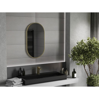 Mexen Loft oválné koupelnové zrcadlo 80 x 45 cm, zlatý rám - 9851-080-045-000-50